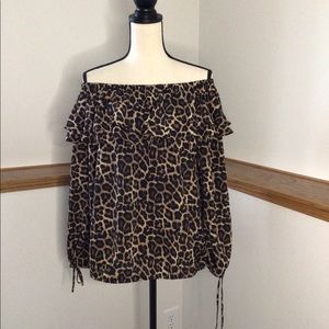 MK Leopard Off Shoulder Blouse